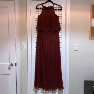 David's Bridal Chiffon Bridesmaid Dress - Wine